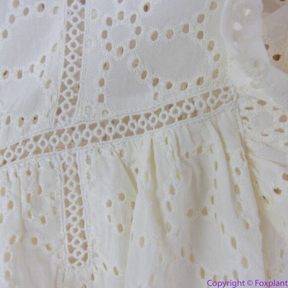 NEW Madewell Off White Eyelet Ruffle-Sleeve Mini Dress, L - Picture 8 of 16